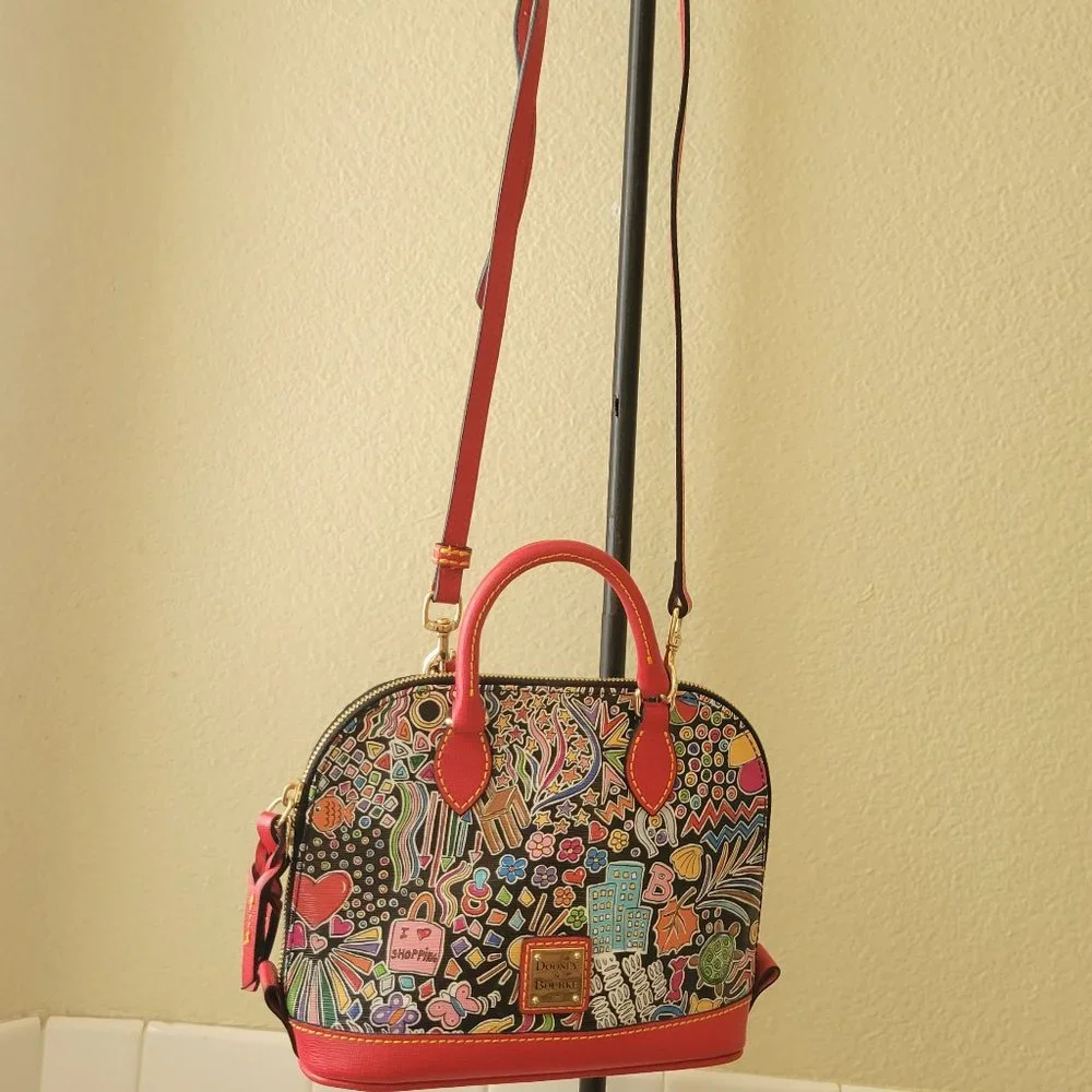 DOONEY & BOURKE Small Red Printed Leather Handbag Crossbody Bag